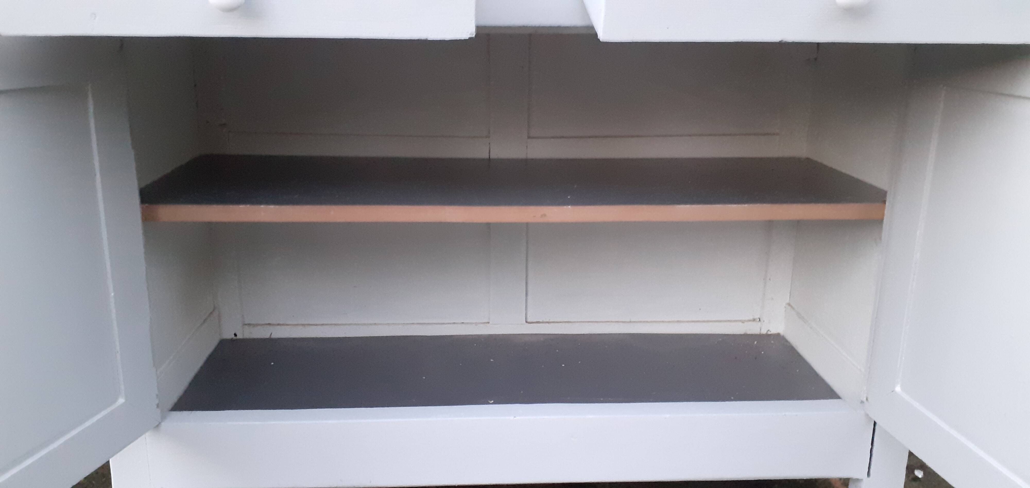 Buffet parisien 2 portes 2 tiroirs gris sarrazin chêne massif