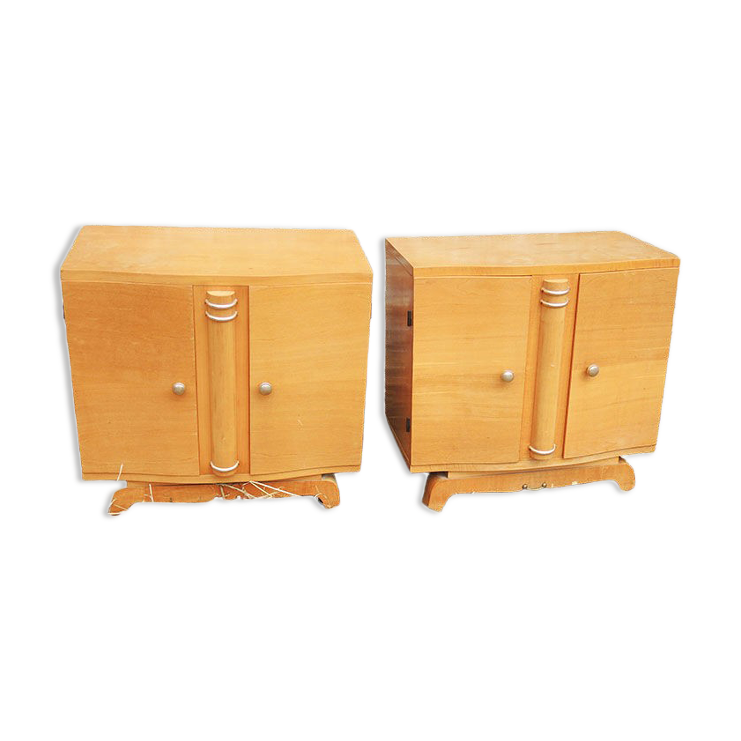 2 old bedsides table in blond wood