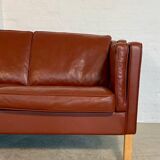 Vintage Danish mid-century Mogens Hansen 3-person cognac leather sofa