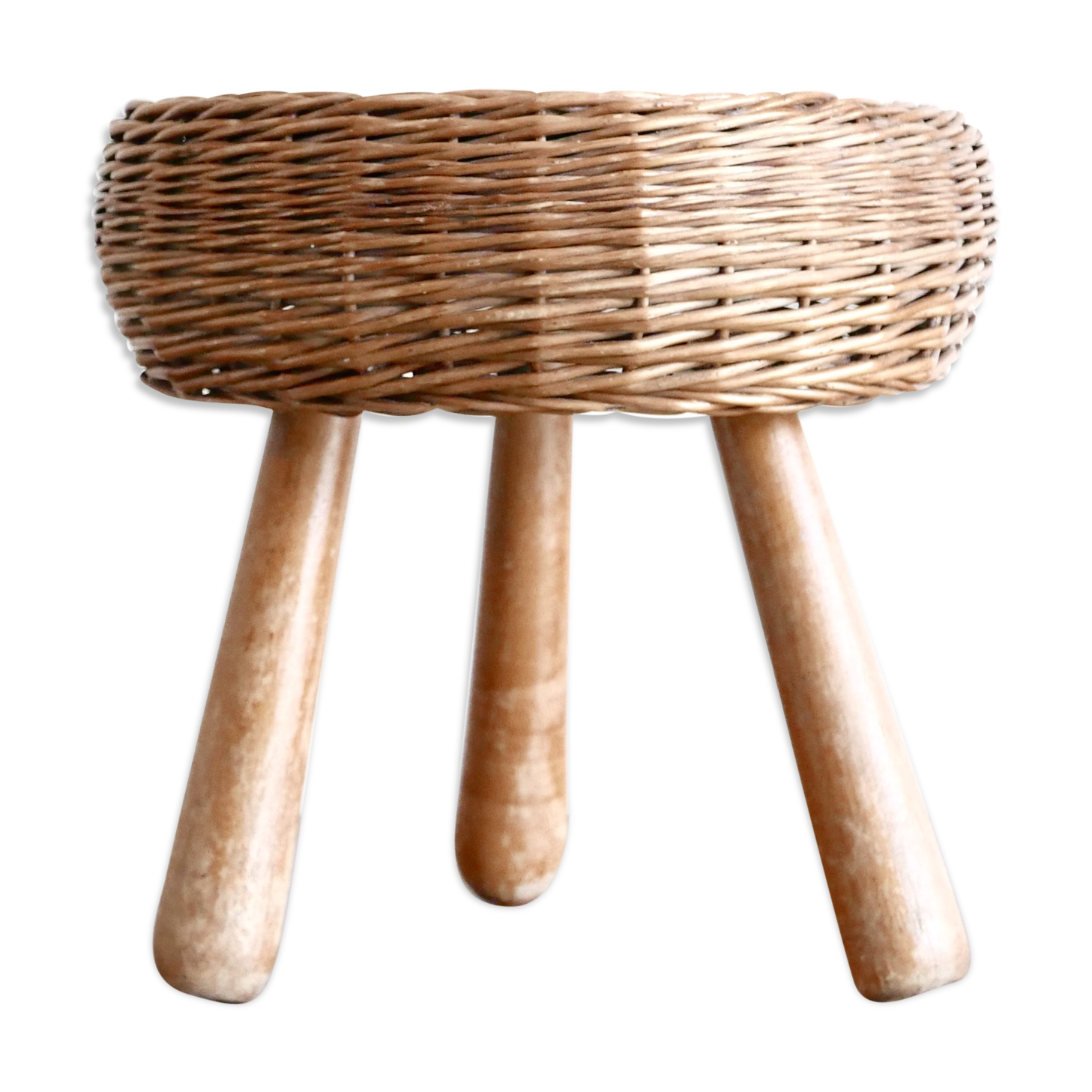Tripod stool wicker Tony Paul, 50 years