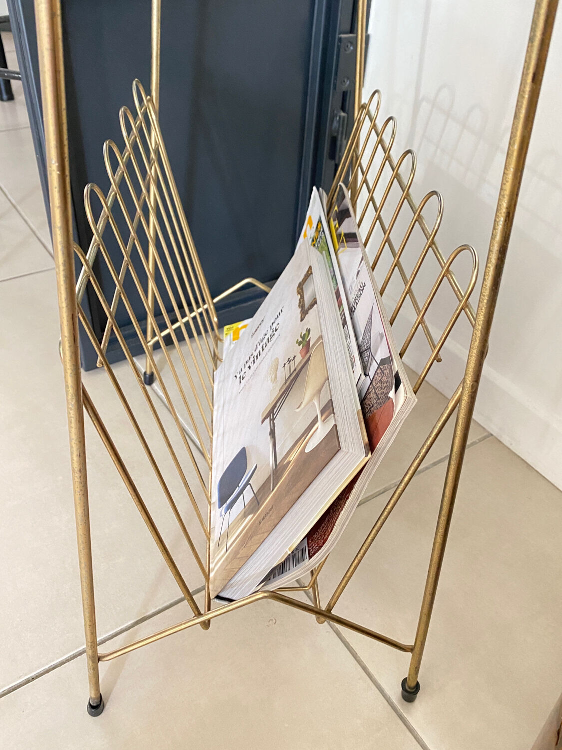 Vintage brass magazine table
