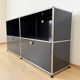 USM Haller sideboard, medium grey RAL 7004, 4 compartments with 2 flaps, Switzerland, 2000s