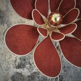 Flower wall light made of rattan and terracotta linen petals