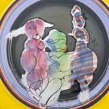 Gilbert Portanier Unique Art Yellow Pottery Plate Signed - 1982 - Vallauris