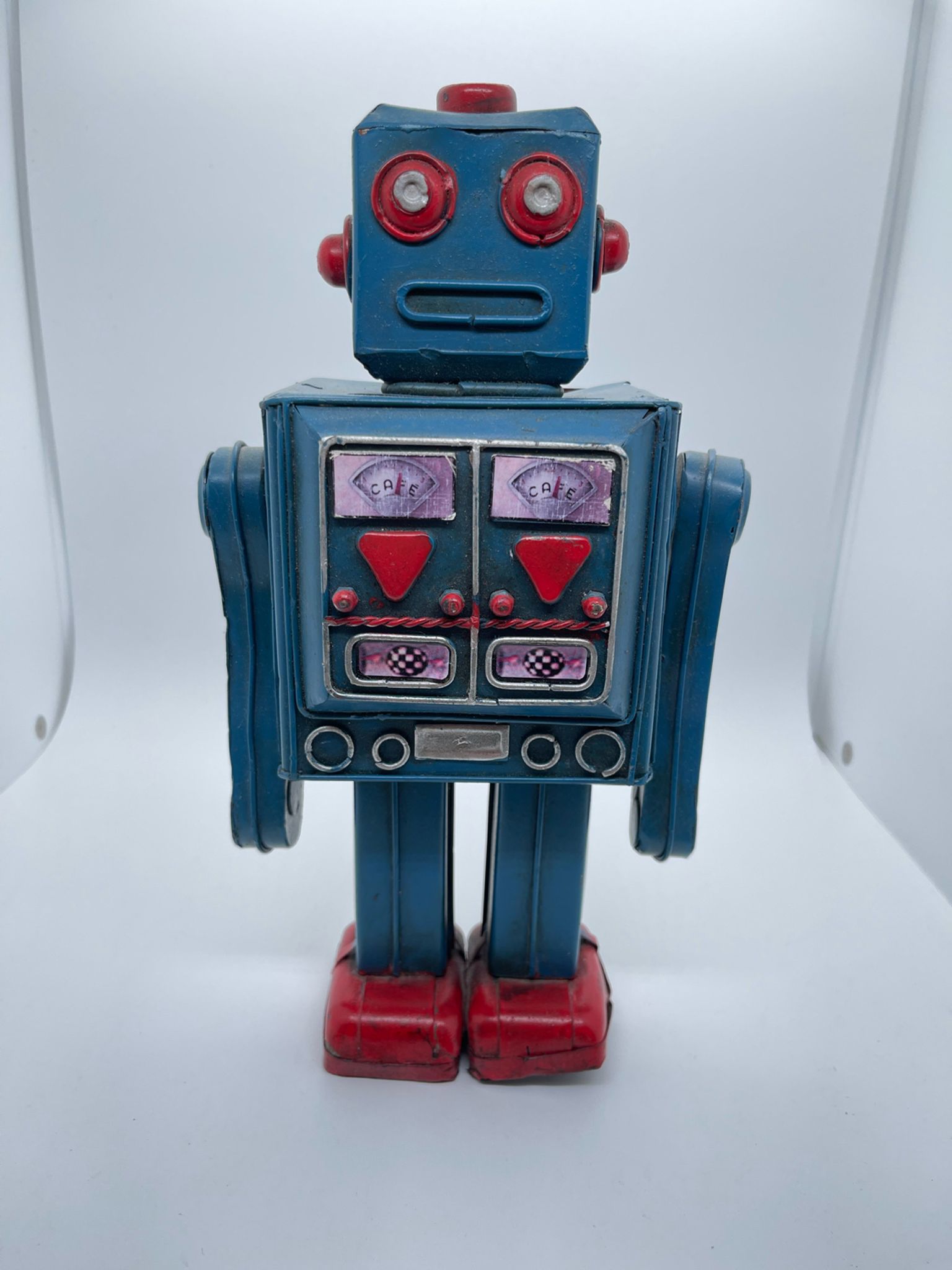 Robot ancien - métal/tôle peint - style tin toys - vintage