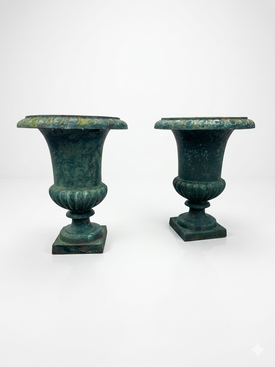 Pair of antique Medici vases in cast iron
