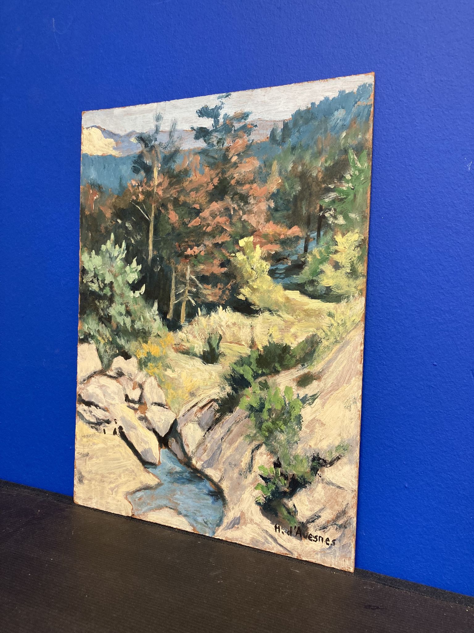 Oil on vintage panel signed