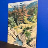 Oil on vintage panel signed