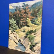 Oil on vintage panel signed