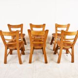 Vintage brutalist dining chairs, set of 6 - 1960s
