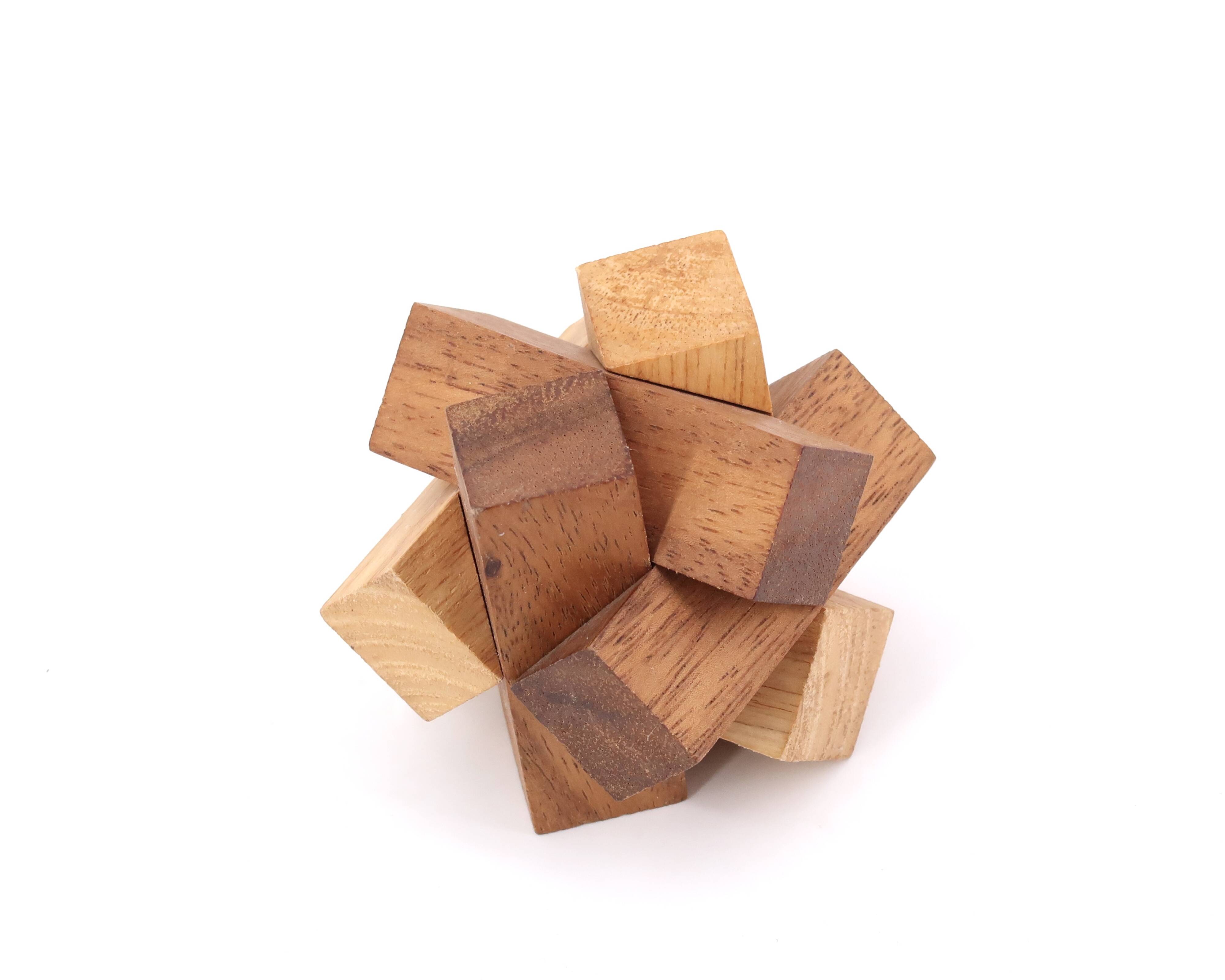 Wooden puzzle paperweight, 1970s