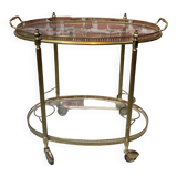 Glass and metal trolley, contains 4 bottle holders