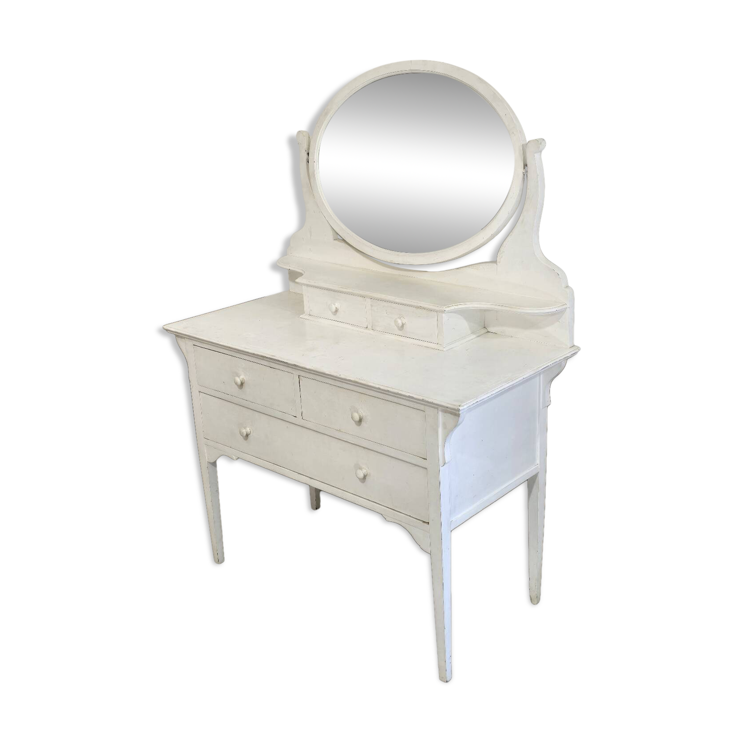 Antique 5-drawer dressing table with swivel mirror