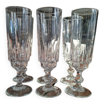 Lot de 6 flûtes à champagne en verre vintage