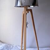 ash tripod lamp and lampshade silver-effect transparent appearance once the lamp is turned on