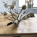 Gold metal reeds flowering wall light