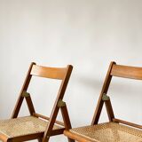 Pair folding chairs caning