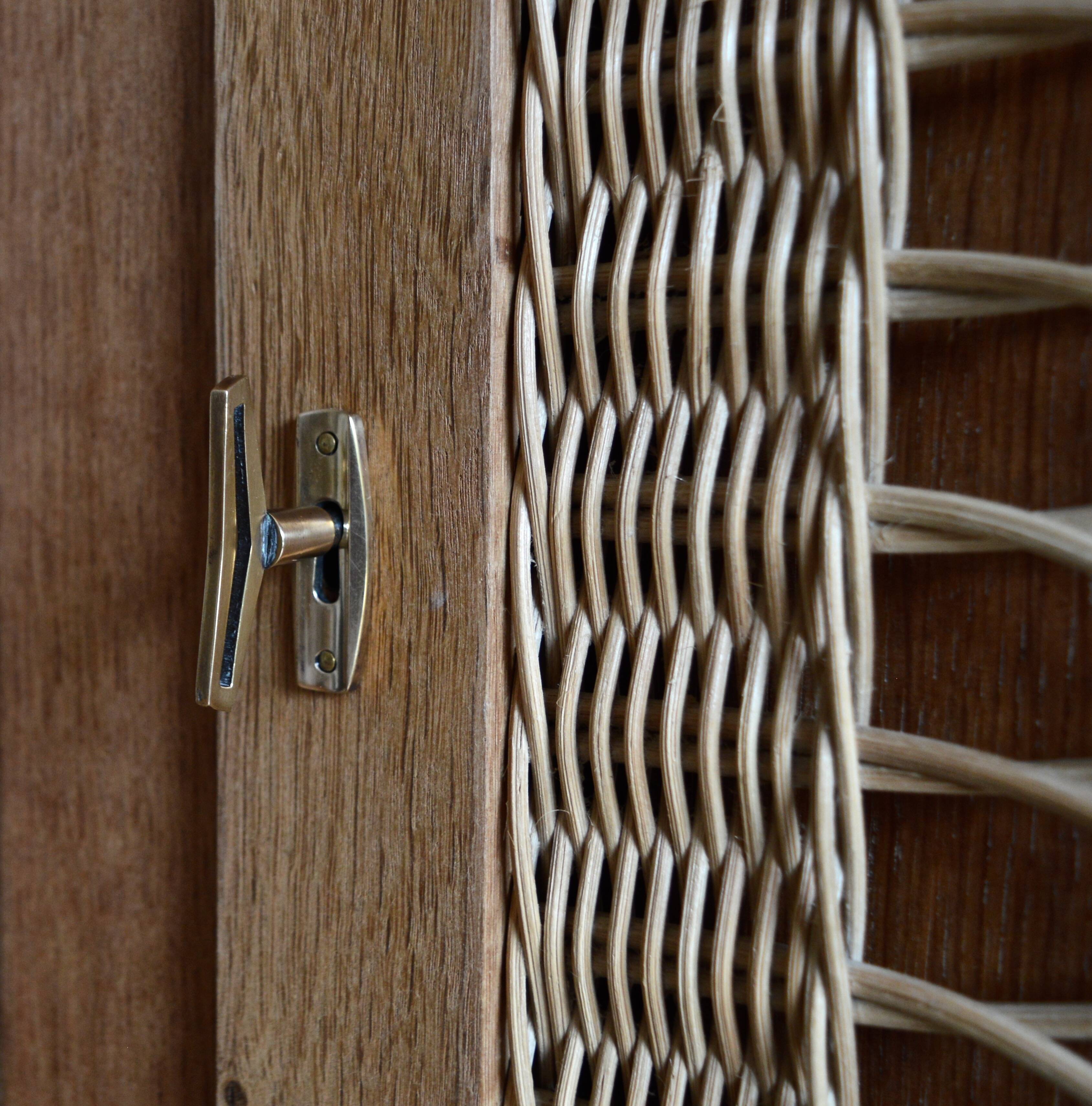 Wood and rattan wardrobe