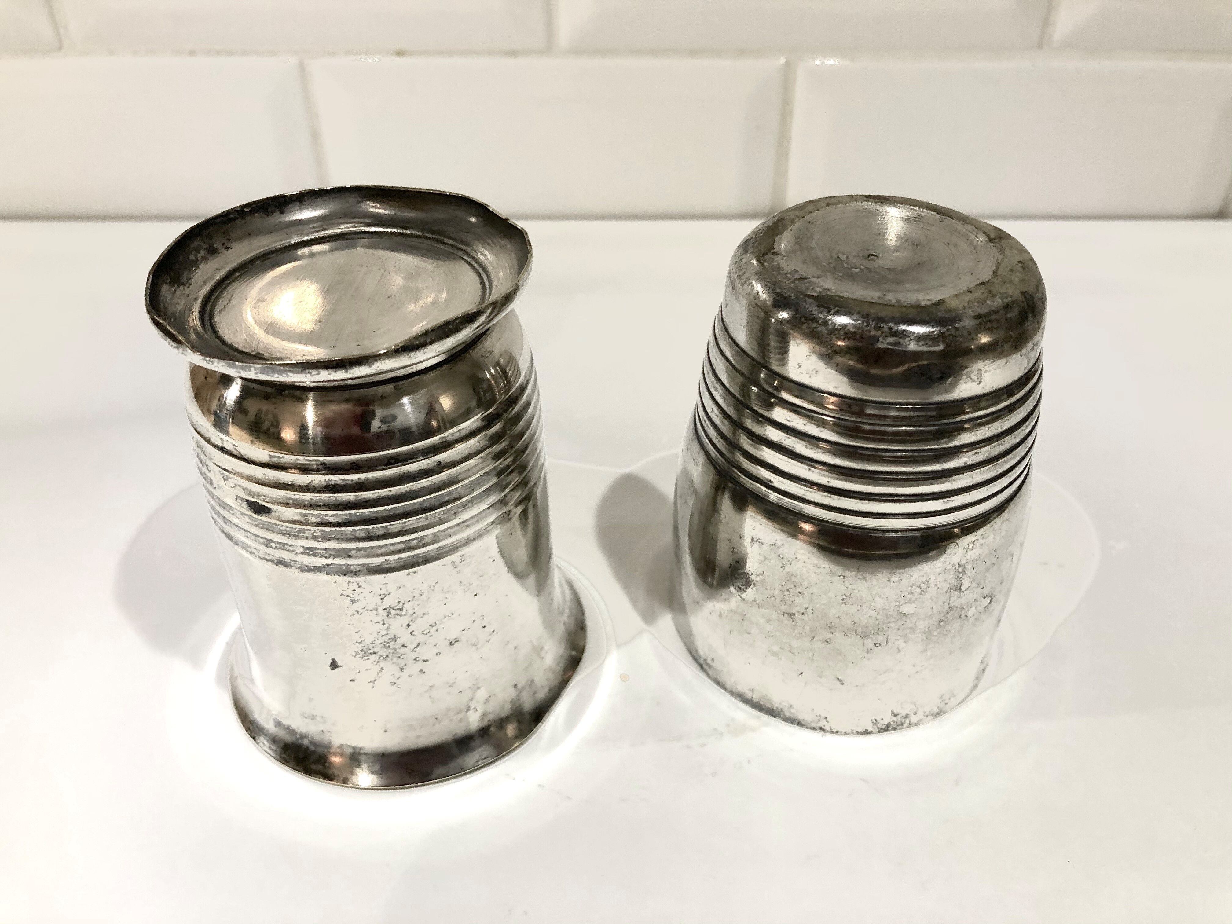 Art deco timbales in silver metal