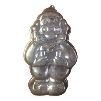 Old Cake Mold Clown Shape Chrome Metal Vintage #A377