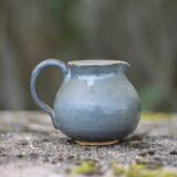 Blue glazed ceramic pitcher signed BB, vintage pitcher, small pitcher, cream pot, milk pot