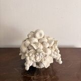 Ceramic Fruit Basket Sculpture Enamelled White 19th Century Malicorne