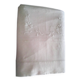 White cotton sheet with embroidery and cutwork 2.25 x 3.05 m