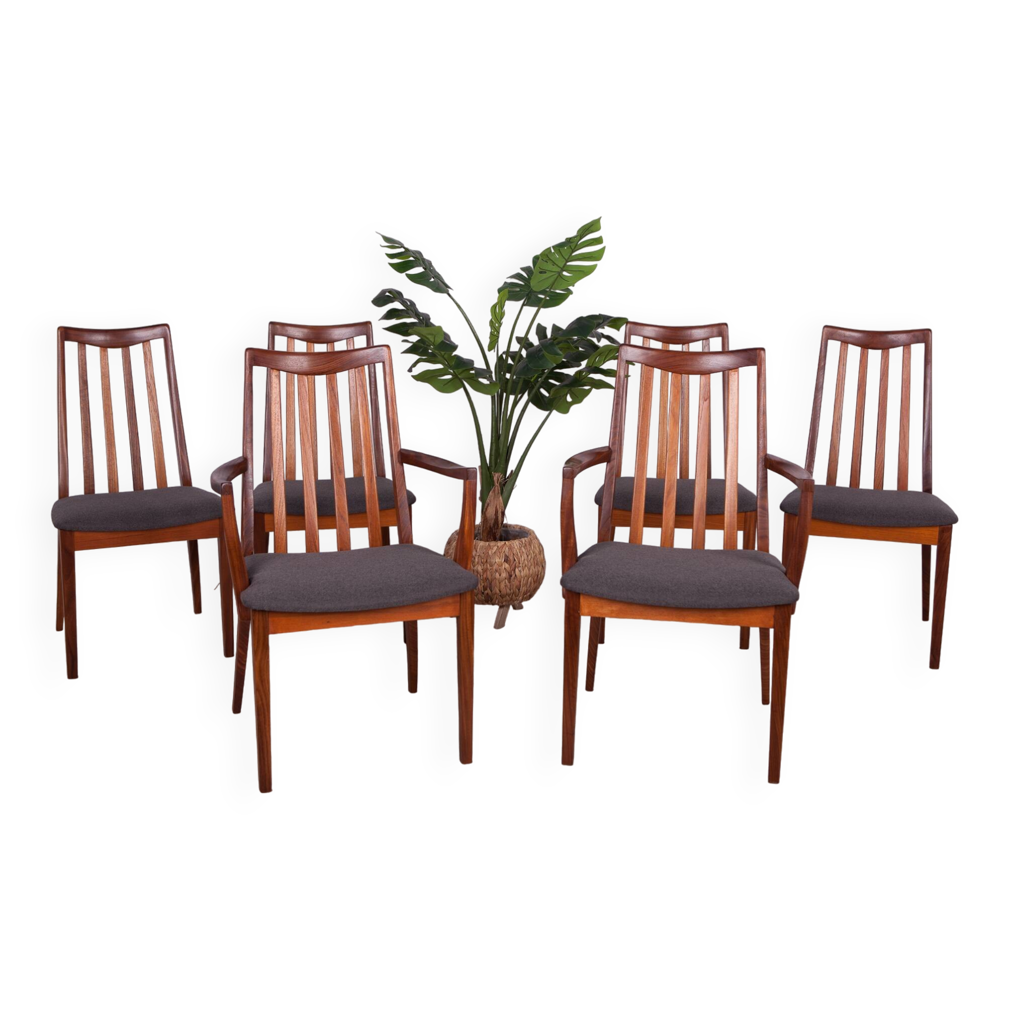 Mid-Century Teak and Fabric Dining Chairs by Leslie Dandy for G-Plan, 1960s, Set of 6