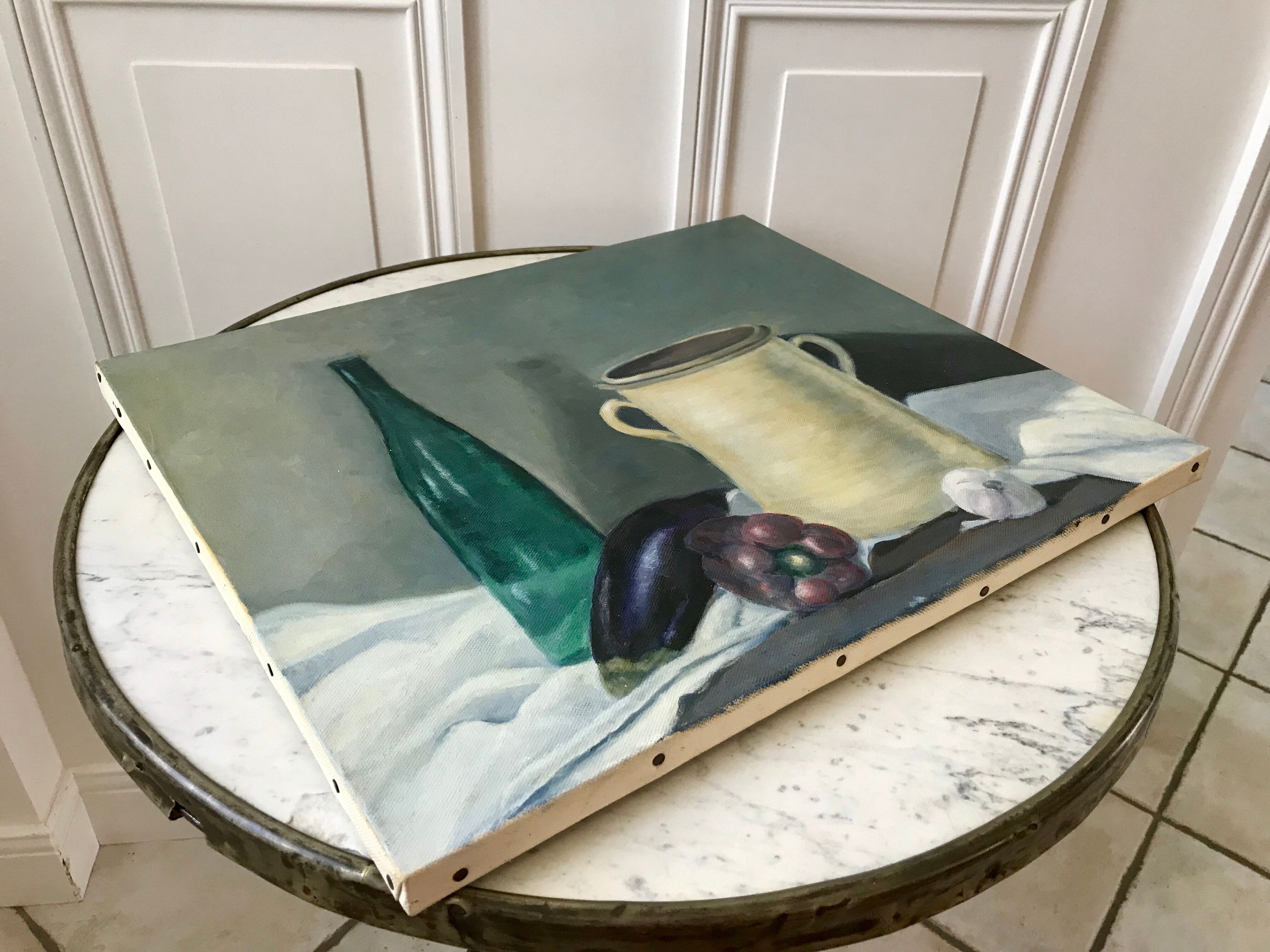 tableau huile sur toile nature morte vintage
