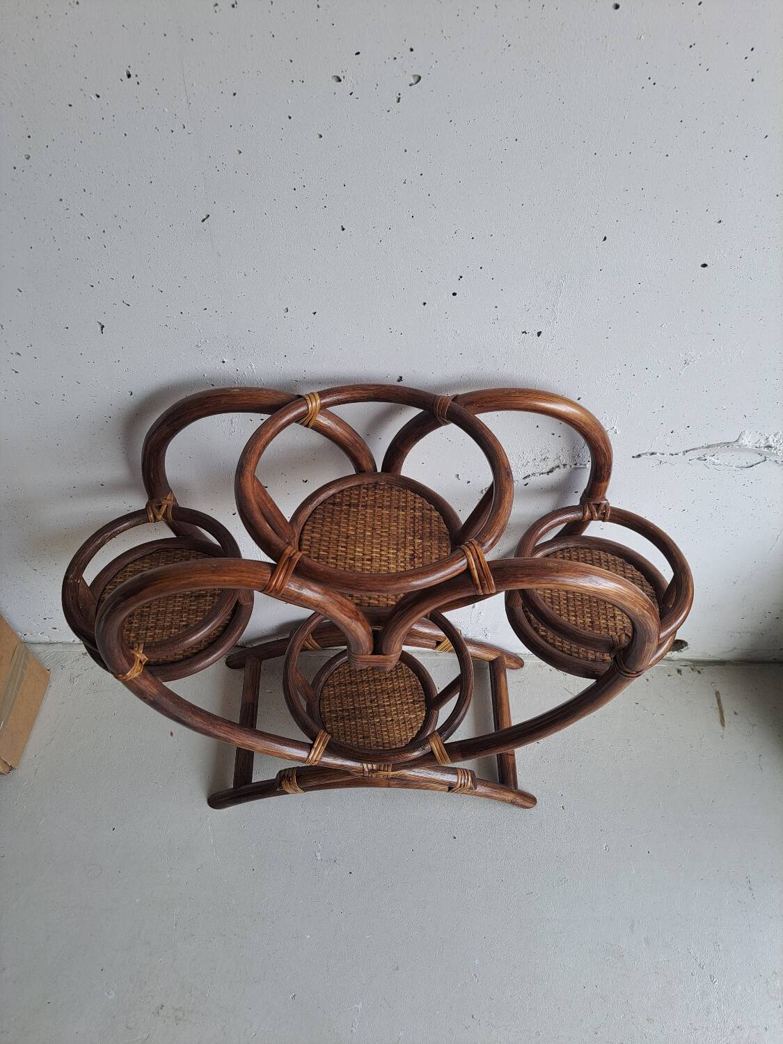 Vintage rattan heart plant holder