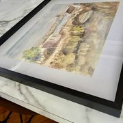 Old painting watercolour Camargue Saintes Maries de la Mer