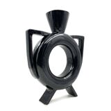 Vase organique moderne en céramique noire, Italie années 1980