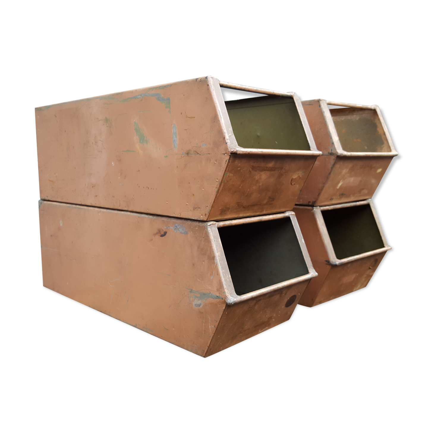 Set of 4 industrial metal lockers