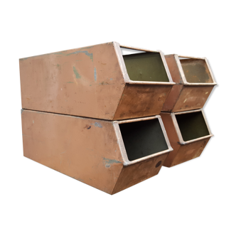 Set of 4 industrial metal lockers