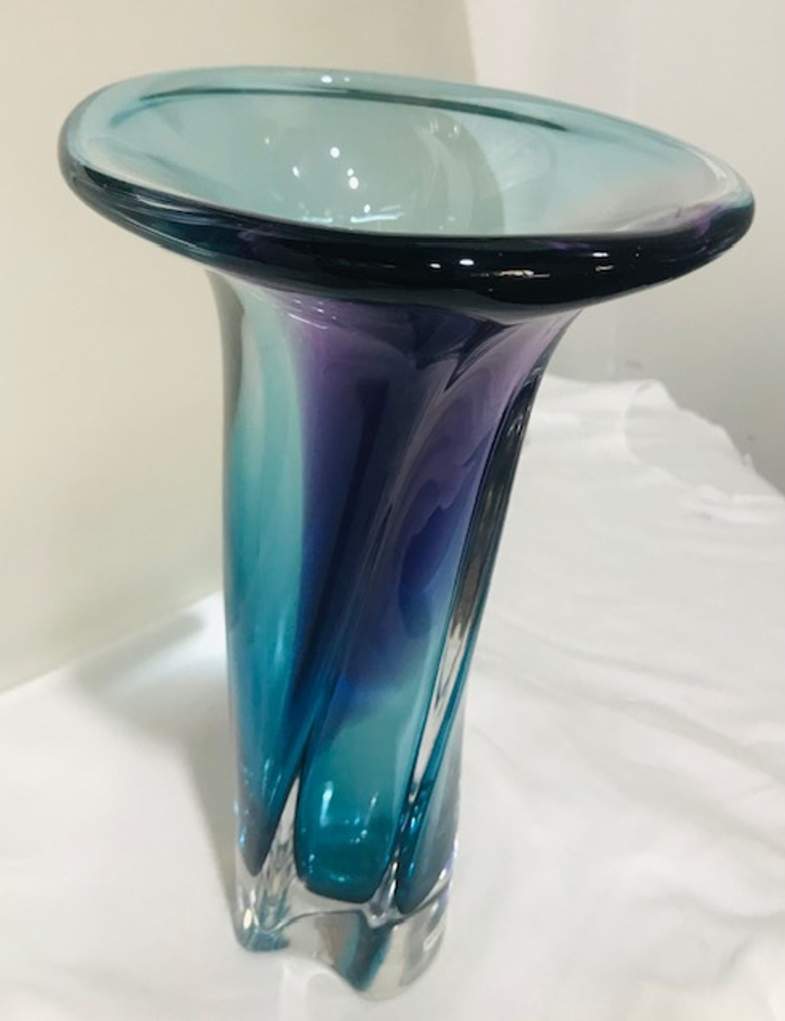 Kosta boda vase in purple glass blue green and transparent