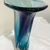 Vase kosta boda en verre violet bleu vert et transparent