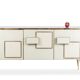 Geometric sideboard in glass and gilded brass. Contemporary Italian work.