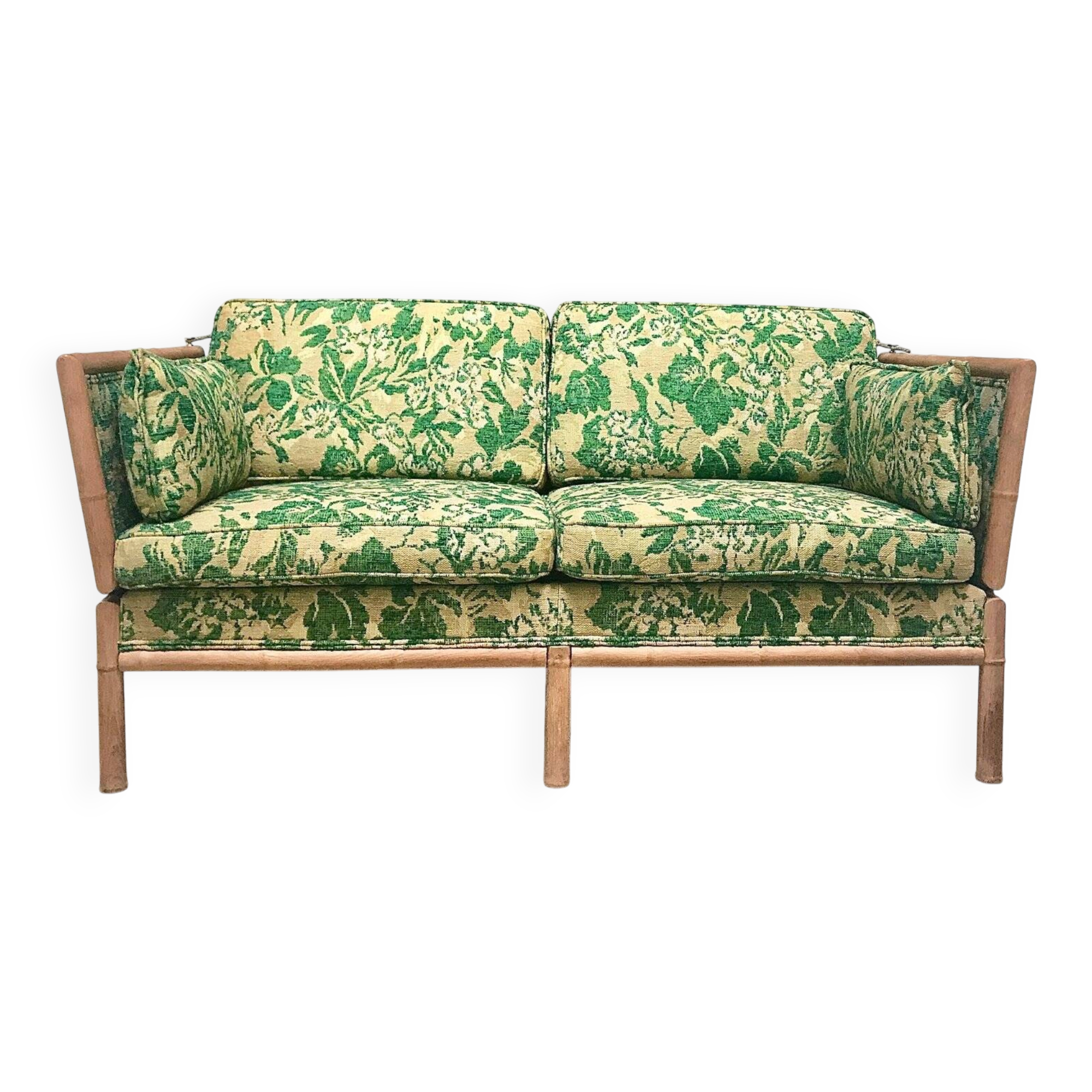 Convertible Two-Seater Sofa / Daybed in Bamboo Style, France 1960s