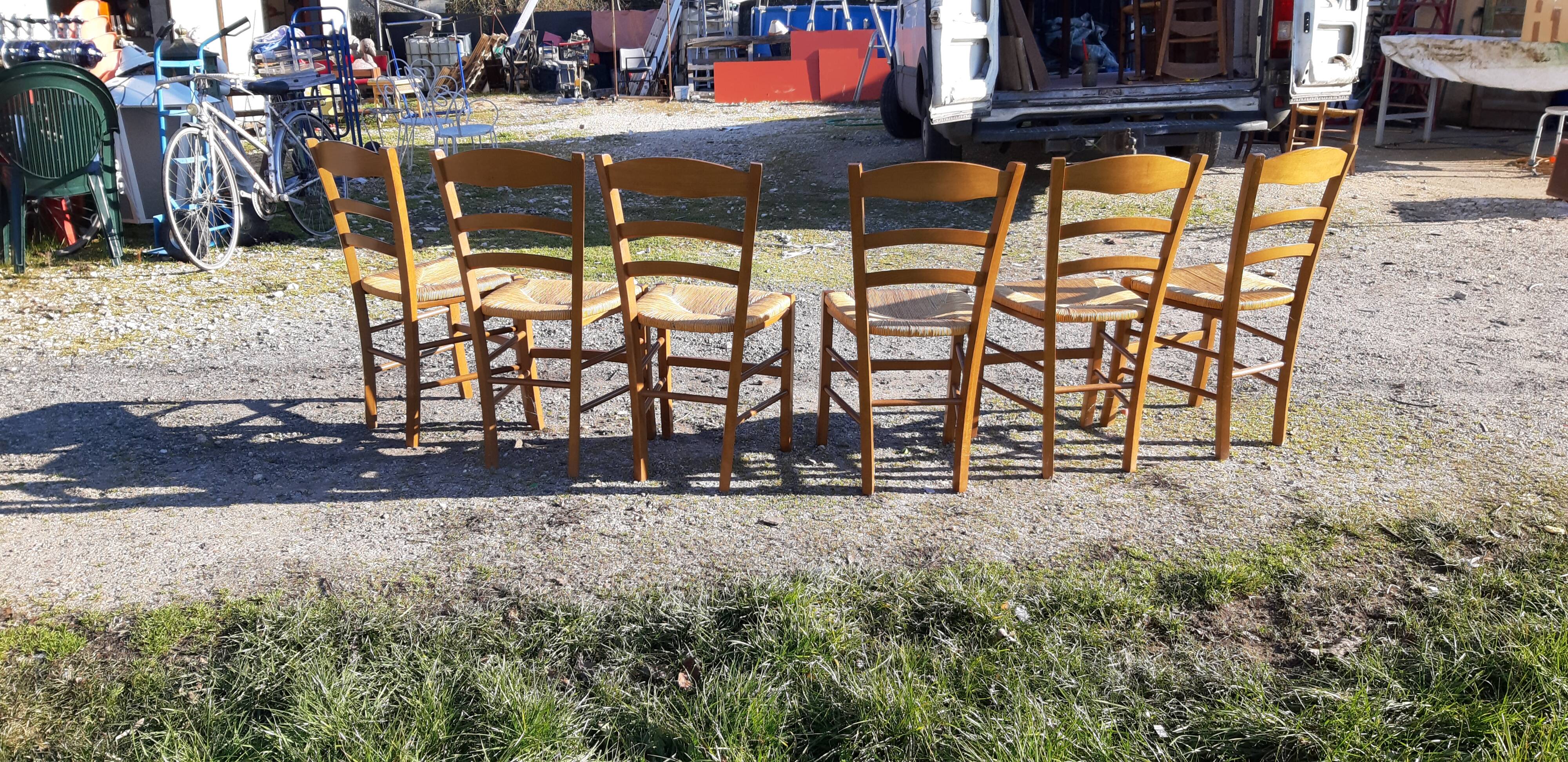 6 straw chairs