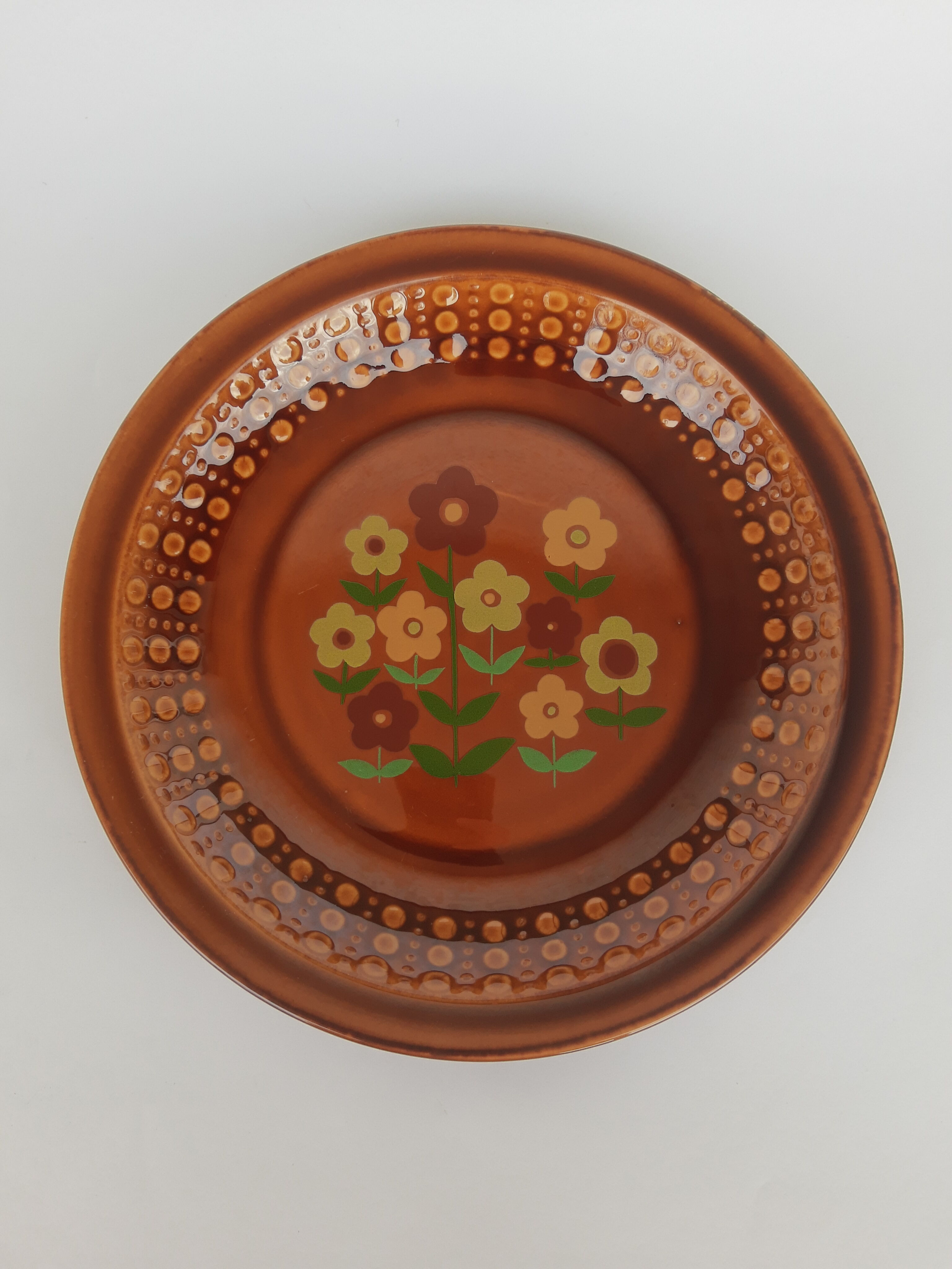 Vintage Tulowice flower deep plate