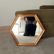 Vintage hexagonal bohemian chic mirror in gilded wood