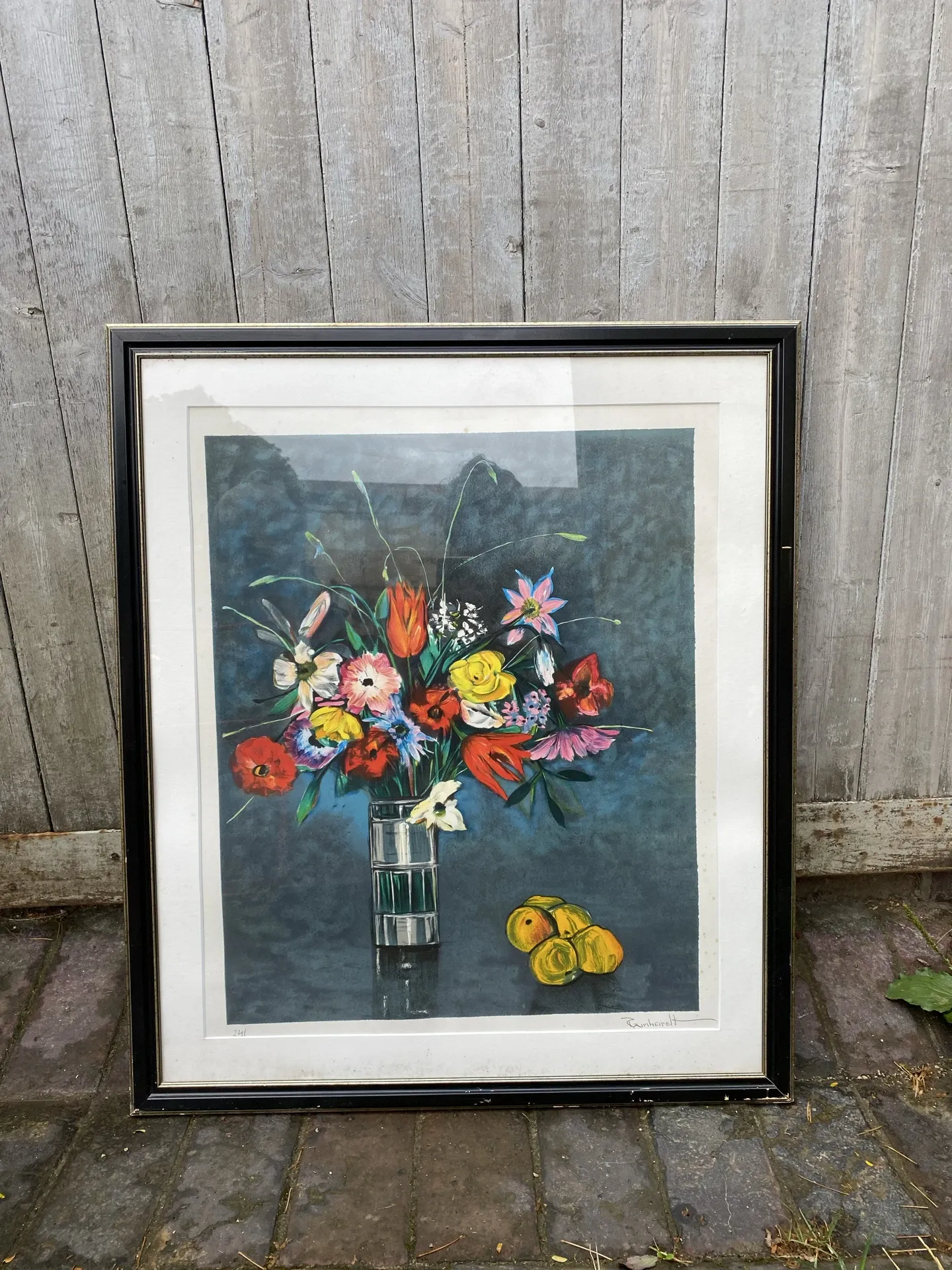 Large signed vintage lithograph