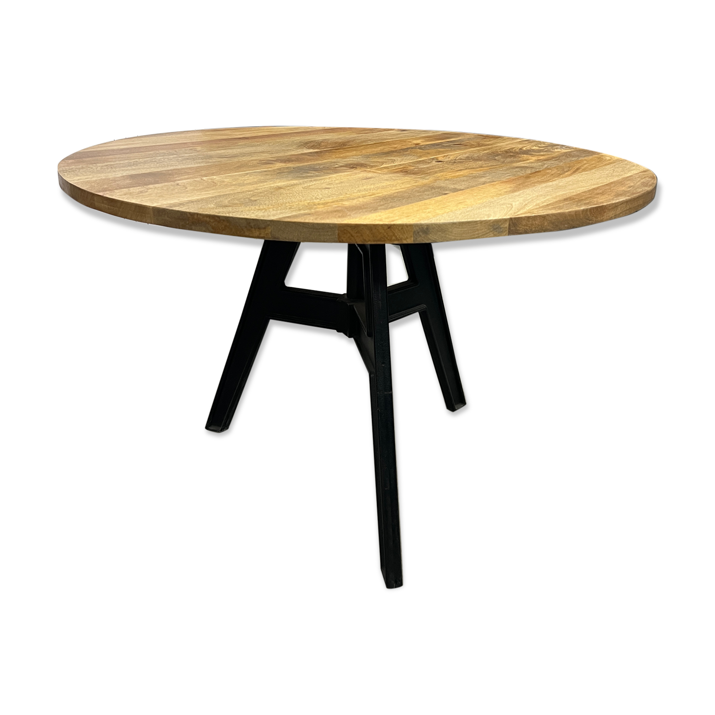 Industrial dining table for 6 to 8 people in mango and cast iron