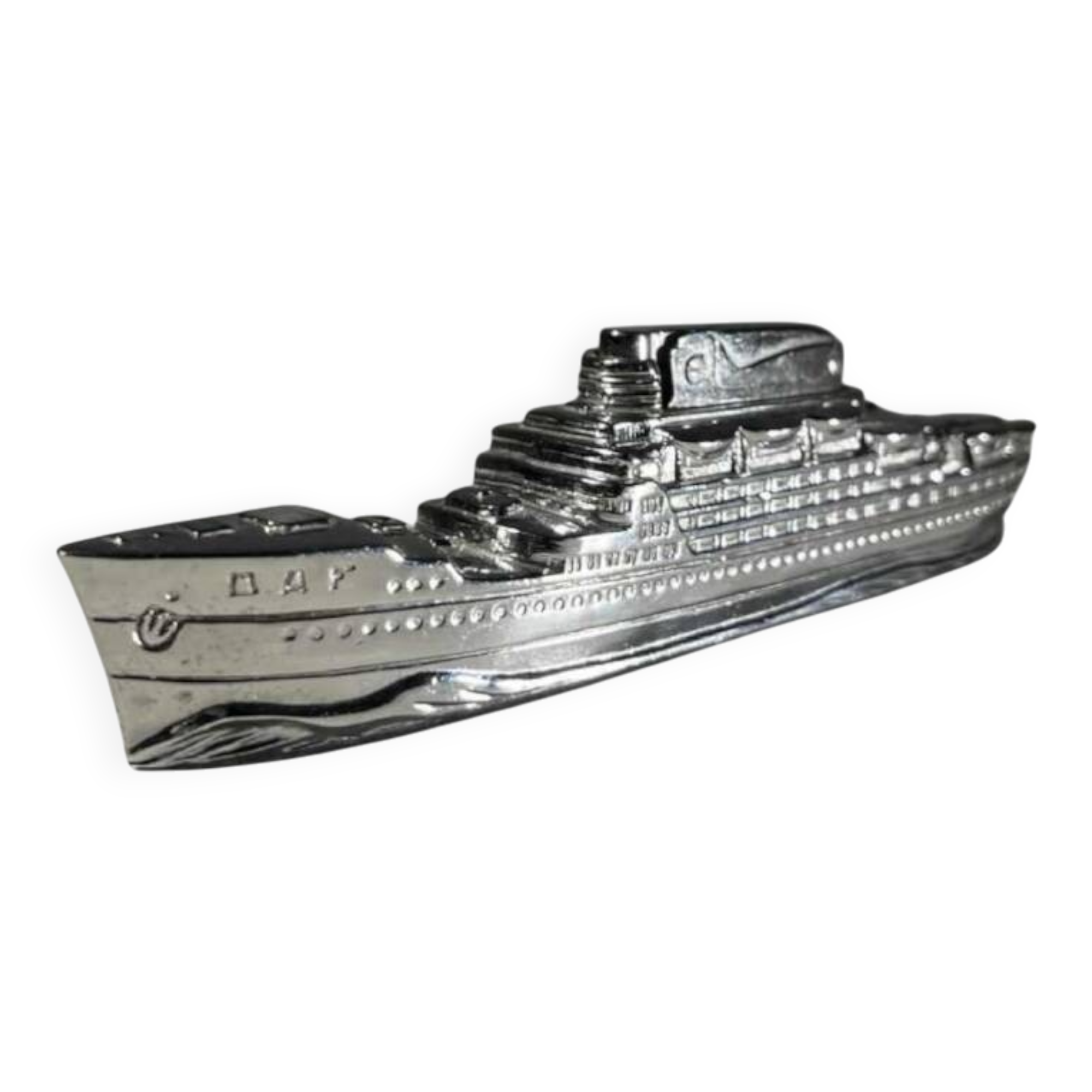 MTC Art Deco Table Lighter, Boat - Cruise Liner, Chrome Steel