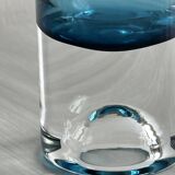 Vase tube rétro bleu translucide, vase soliflore pop.