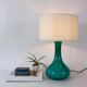 Vintage 1960s Portuguese Turquoise Opaline Glass Table Lamp