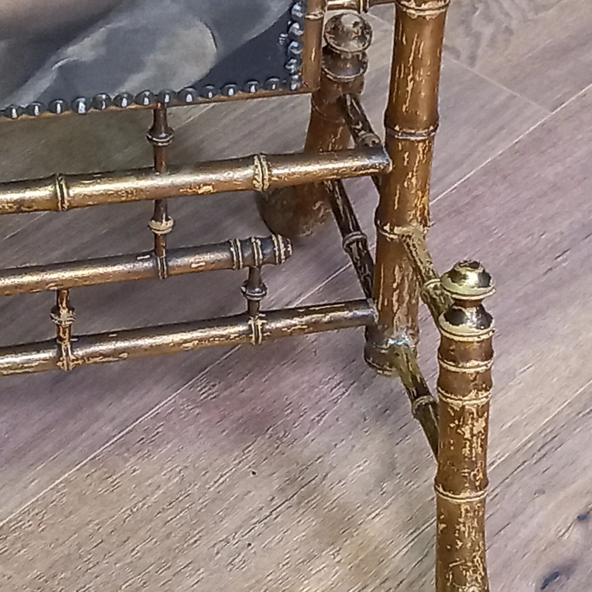 Écran de cheminée en faux bambou doré