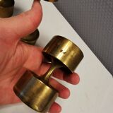 Three beautiful candle holders in solid brass, for block candles.