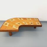 Barrois vintage shell-patterned comma coffee table in wood and ceramic.