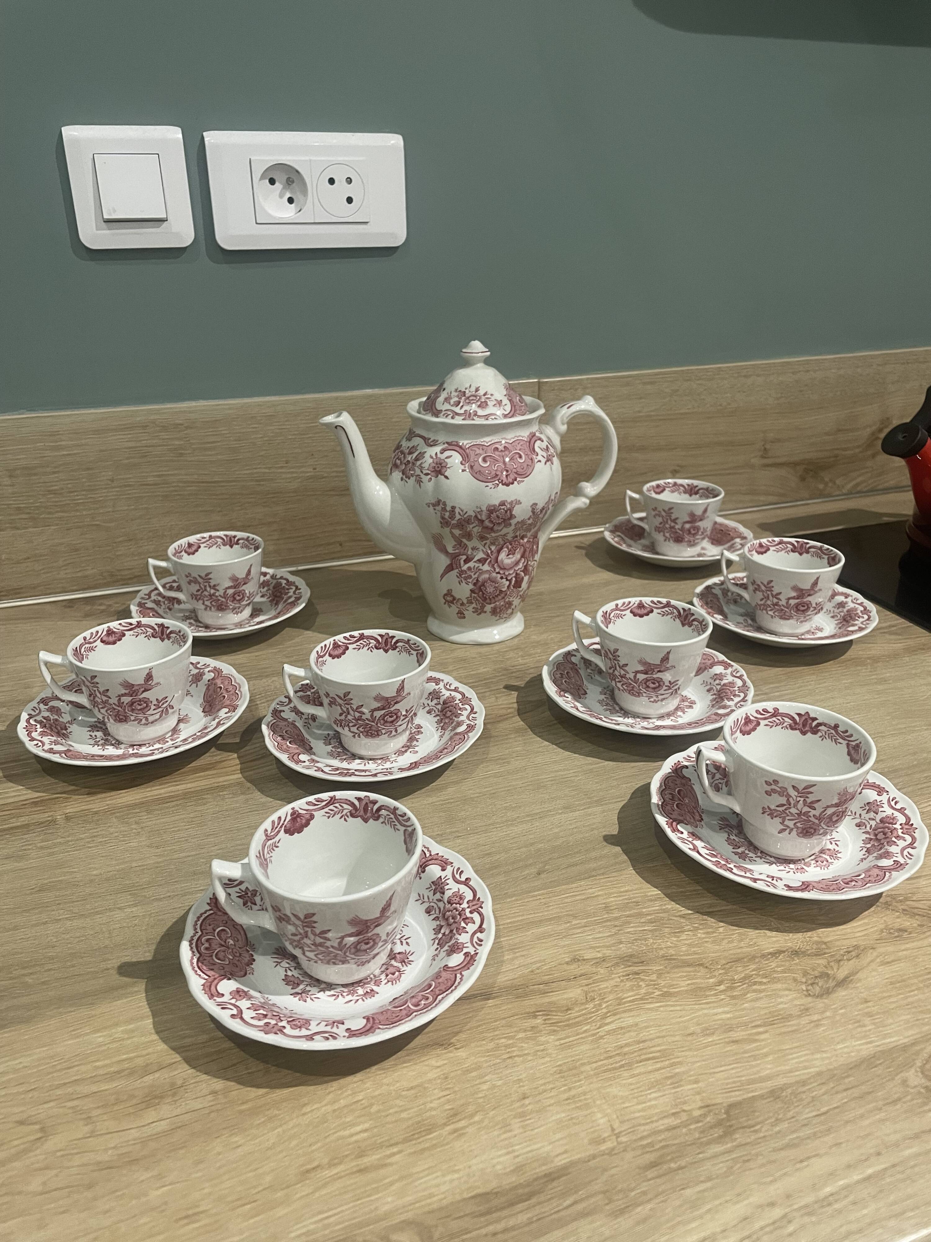 Ridgway pink english porcelain coffee service